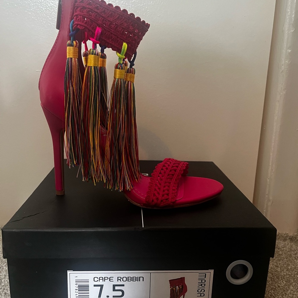 open round toe pink stilettos heels sandals - Picture 9 of 11